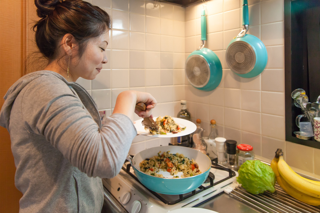 Japanese woman cooking